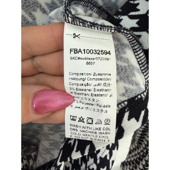 New *MILUMIA* Open Front Houndstooth Blazer Lightweight Black & White Women's M - Picture 7 of 8